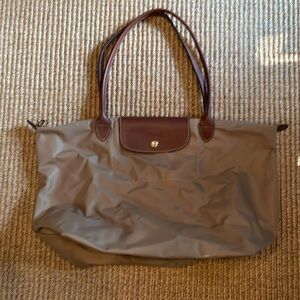 Longchamp tan bag with brown leather straps